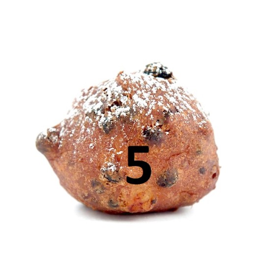 Oliebollen per 5 stuks verpakt